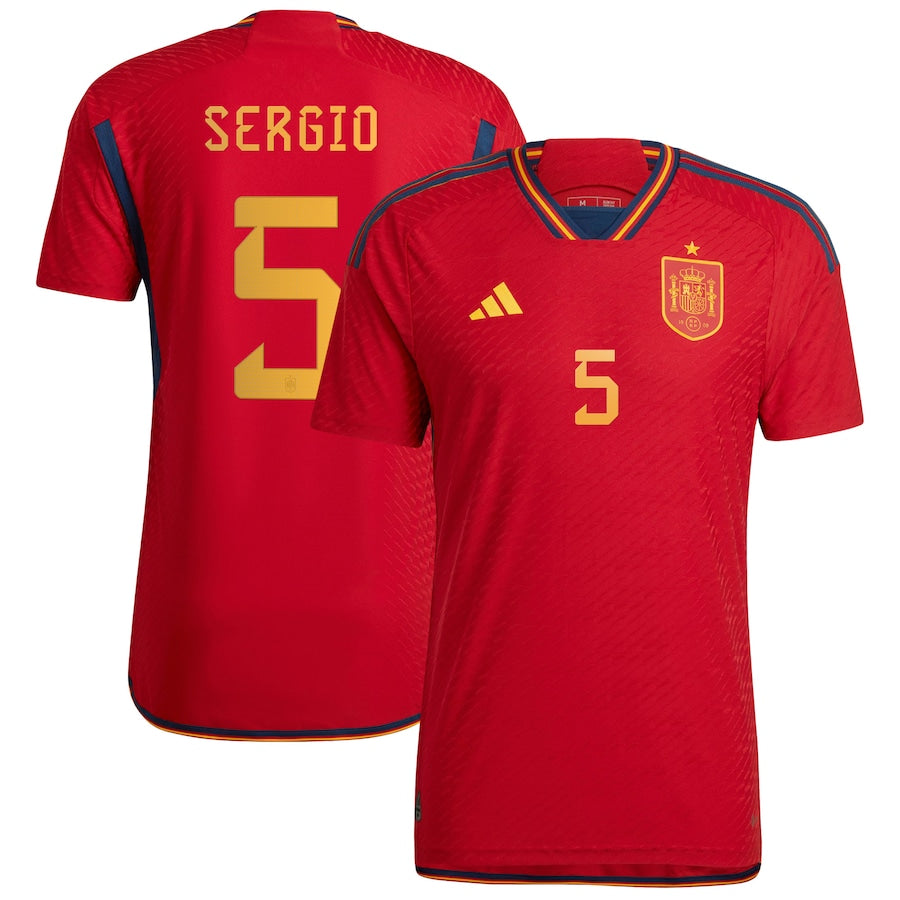 Sergio Busquets Spain 5 FIFA World Cup Jersey - Kit Captain