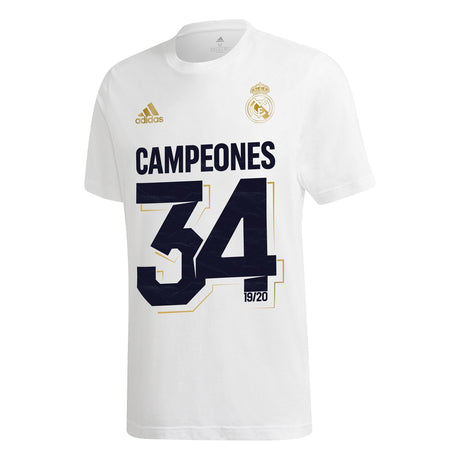 Real Madrid La Liga 2019-20 Champions T-Shirt - White - Mens - Kit Captain