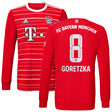 FC Bayern Home Shirt 2022-23 - Kids - Long Sleeve with Goretzka 8 printing - Kit Captain