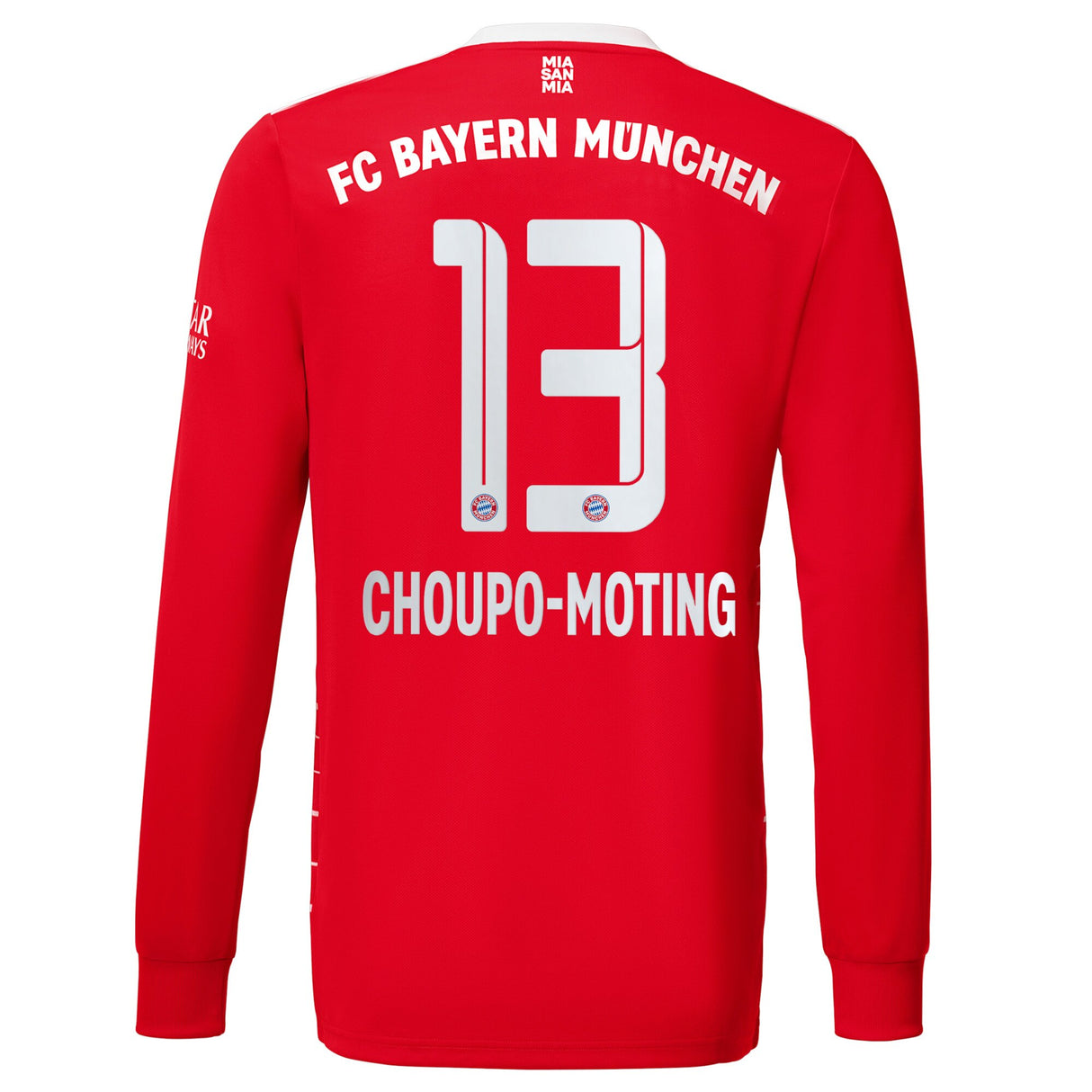 FC Bayern Home Shirt 2022-23 - Kids - Long Sleeve with Choupo-Moting 13 printing - Kit Captain