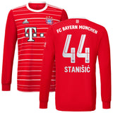 FC Bayern Home Shirt 2022-23 - Kids - Long Sleeve with StaniÅ¡ic 44 printing - Kit Captain