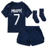 Paris Saint-Germain Home Stadium Kit 2022-23 - Infants with Mbappé 7 printing - Kit Captain