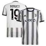 Juventus Home Shirt 2022-23 - Kids with Bonucci 19 printing - Kit Captain