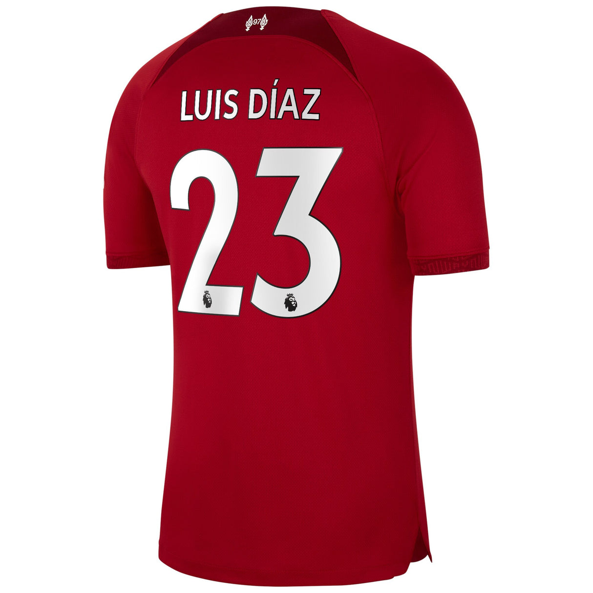 Liverpool Home Stadium Shirt 2022-23 with Luis DÃ­az 23 printing - Kit Captain