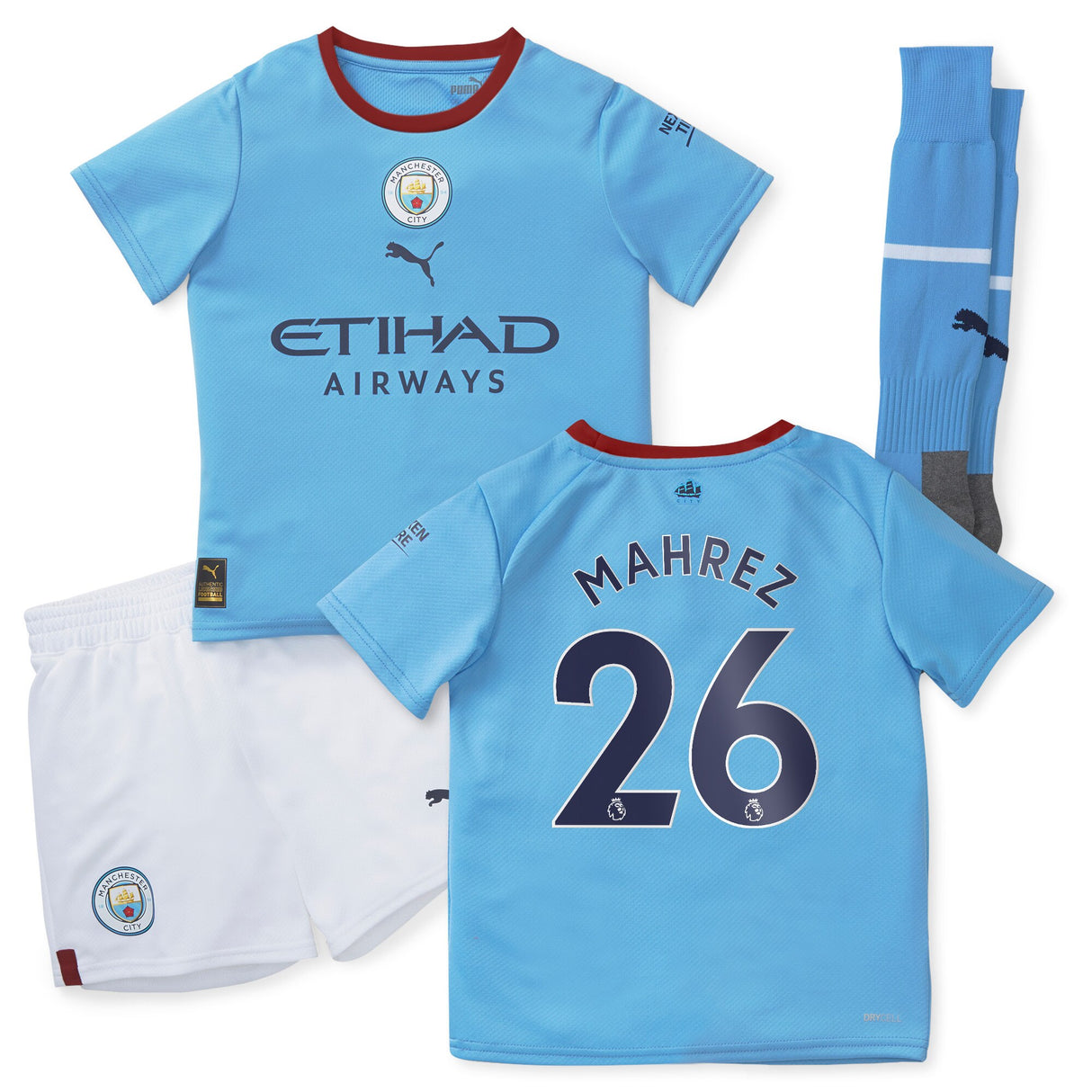 Manchester City Home Minikit 2022-23 with Mahrez 26 printing - Kit Captain