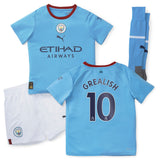 Manchester City Home Minikit 2022-23 with Grealish 10 printing - Kit Captain