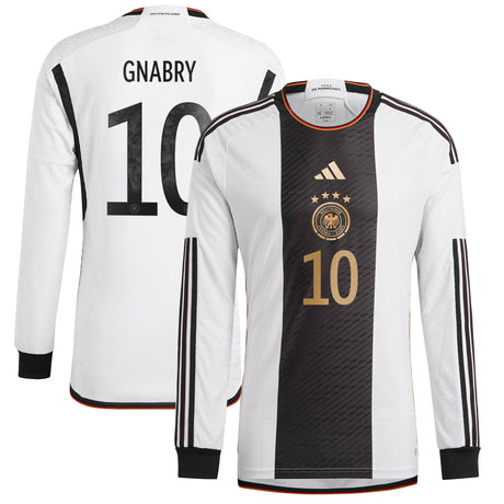 Germany Home Authentic Shirt - Long Sleeve with Gnabry 10 printing - Kit Captain