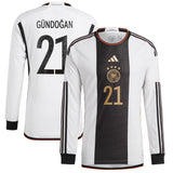 Germany Home Authentic Shirt - Long Sleeve with Gündogan 21 printing - Kit Captain