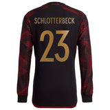 Germany Away Authentic Shirt - Long Sleeve with Schlotterbeck 23 printing - Kit Captain