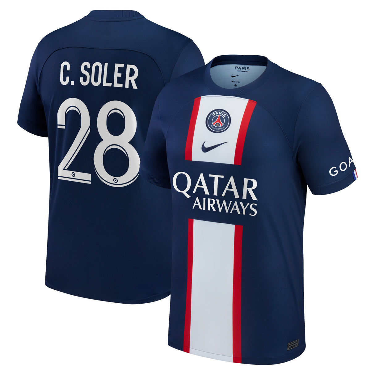 Paris Saint-Germain Home Stadium Shirt 2022-23 with Soler 28 printing - Kit Captain