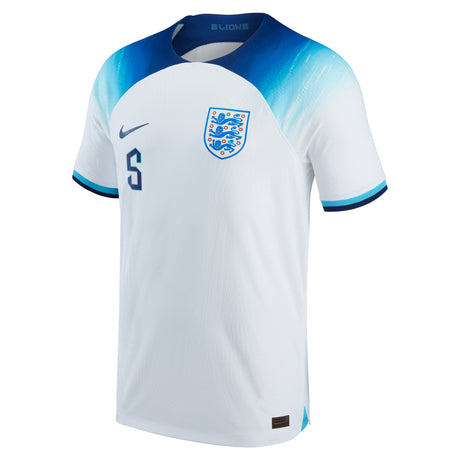 England Home Match Shirt 2022 with Stones 5 printing - Kit Captain