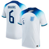 England Home Match Shirt 2022 with Maguire 6 printing - Kit Captain