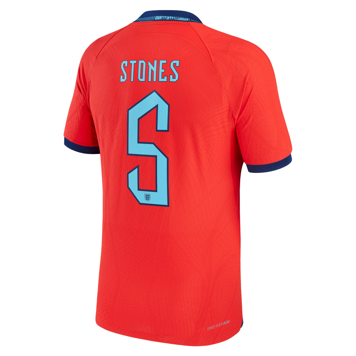 England Away Match Shirt 2022 with Stones 5 printing - Kit Captain