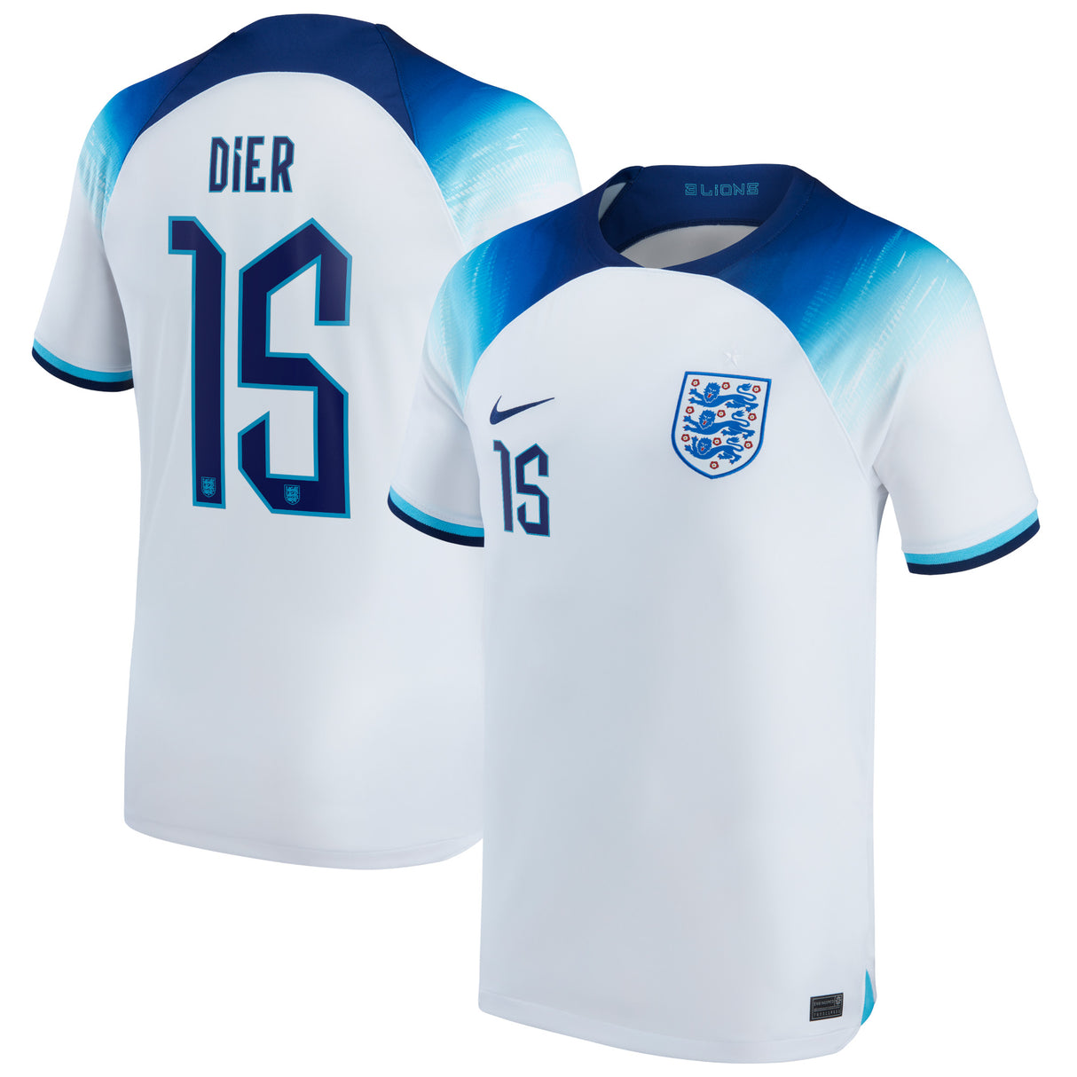 England Home Stadium Shirt 2022 - Kids with Dier 15 printing - Kit Captain