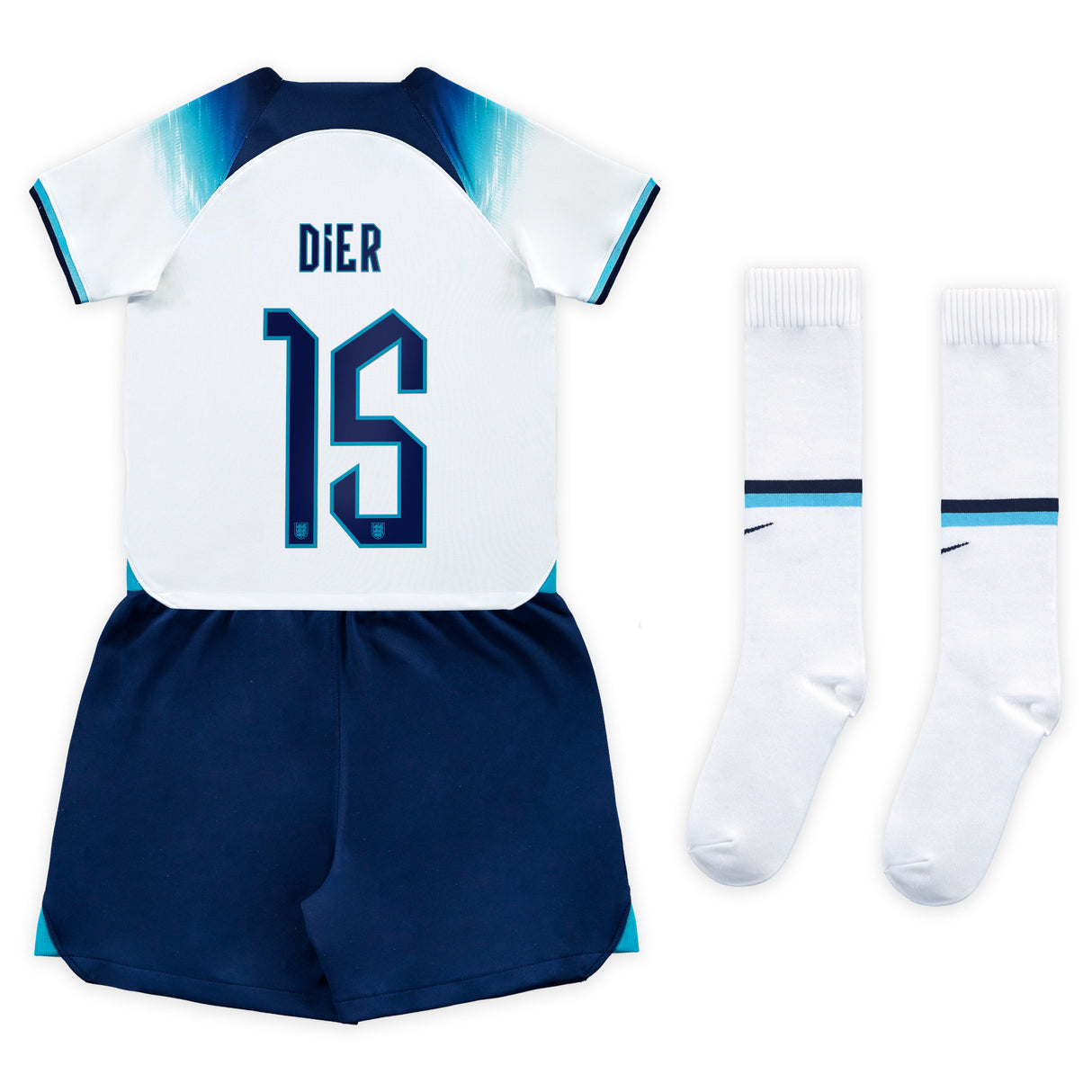 England Home Stadium Kit 2022 - Little Kids with Dier 15 printing - Kit Captain