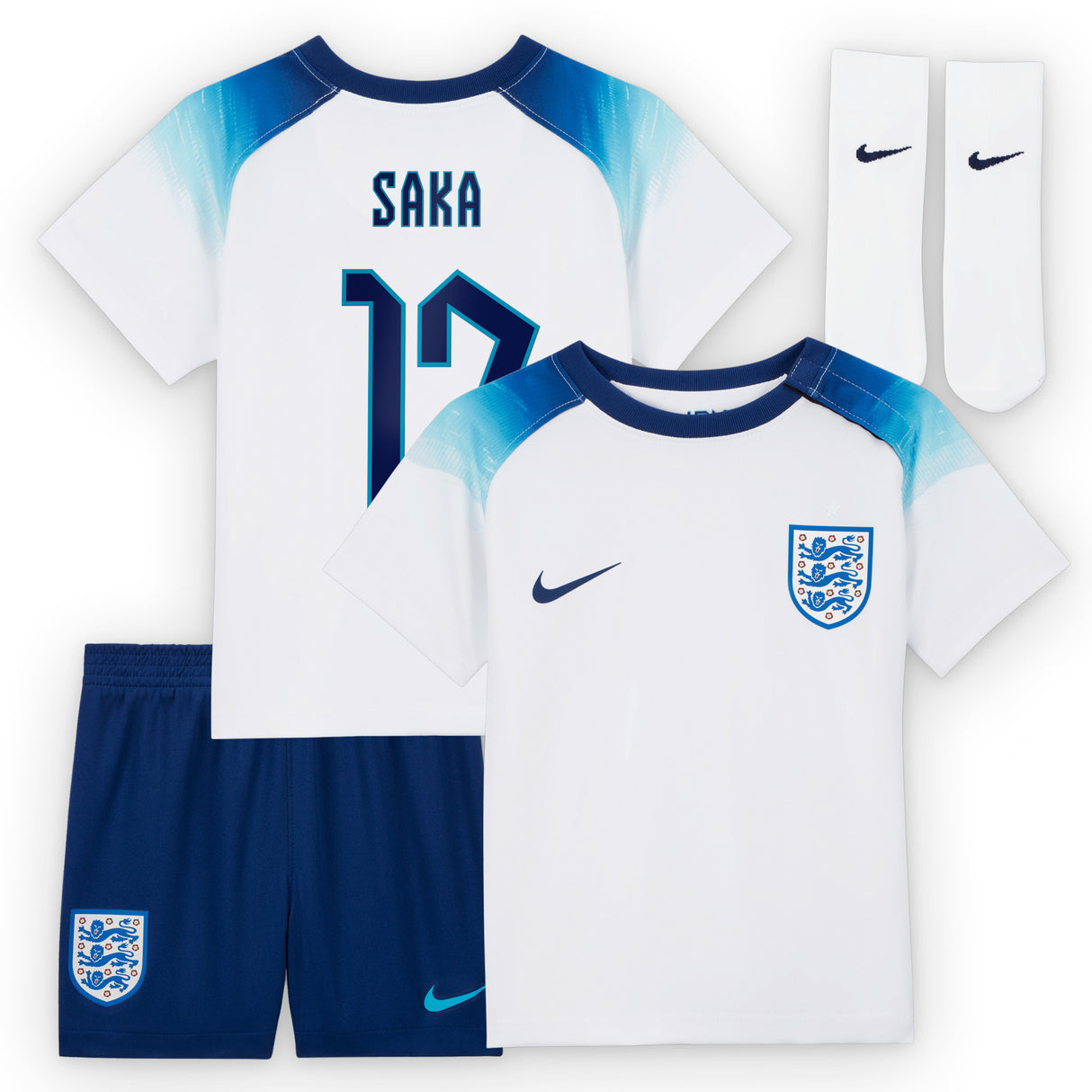 England Home Stadium Kit 2022 - Infants with Saka 17 printing - Kit Captain