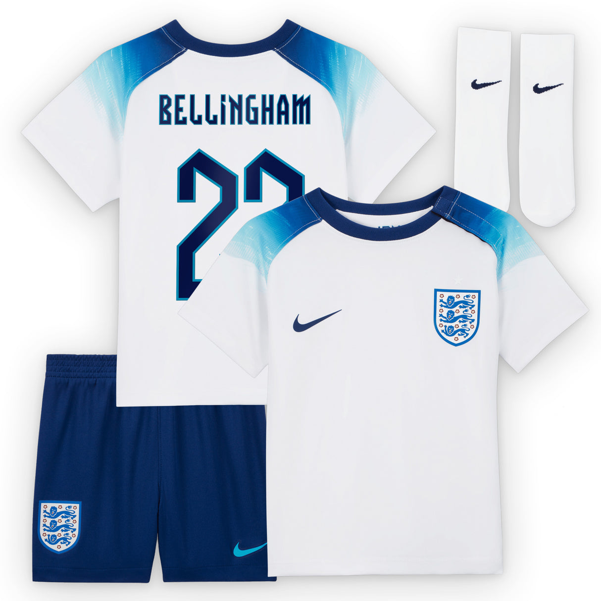 England Home Stadium Kit 2022 - Infants with Bellingham 22 printing - Kit Captain