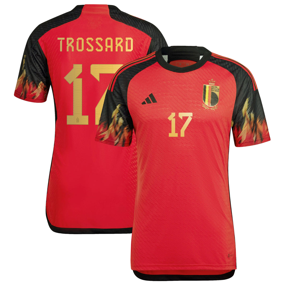 Belgium Home Authentic Shirt 2022 with Trossard 17 printing - Kit Captain