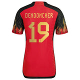 Belgium Home Authentic Shirt 2022 with Dendoncker 19 printing - Kit Captain