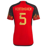 Belgium Home Shirt 2022 with Vertonghen 5 printing - Kit Captain