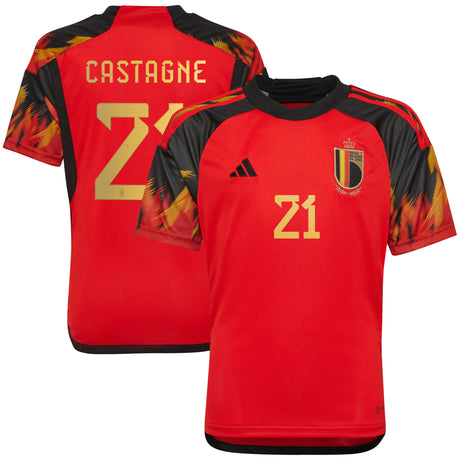 Belgium Home Shirt 2022 - Kids with Castagne 21 printing - Kit Captain