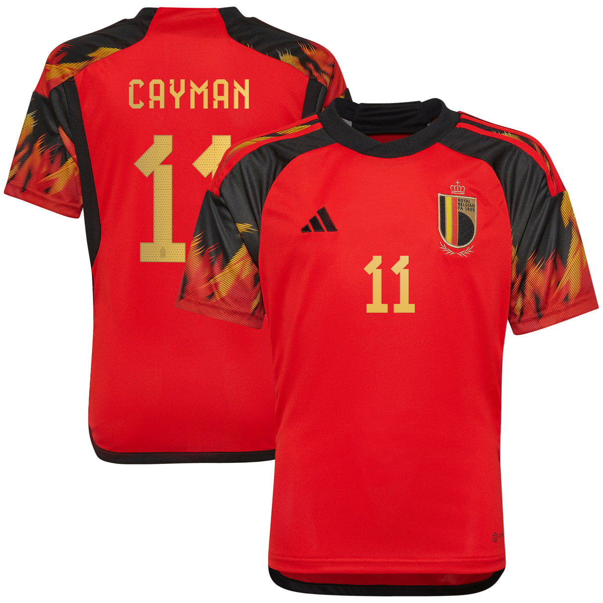 Belgium Home Shirt 2022 - Kids with Cayman 11 printing - Kit Captain