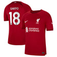 Liverpool Home Stadium Shirt 2022-23 with Gakpo 18 printing - Kit Captain