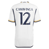 Real Madrid adidas Home Authentic Shirt 2023-24 with Camavinga 12 printing - Kit Captain