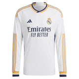 Real Madrid adidas Home Authentic Shirt 2023-24 - Long Sleeve with Tchouaméni 18 printing - Kit Captain