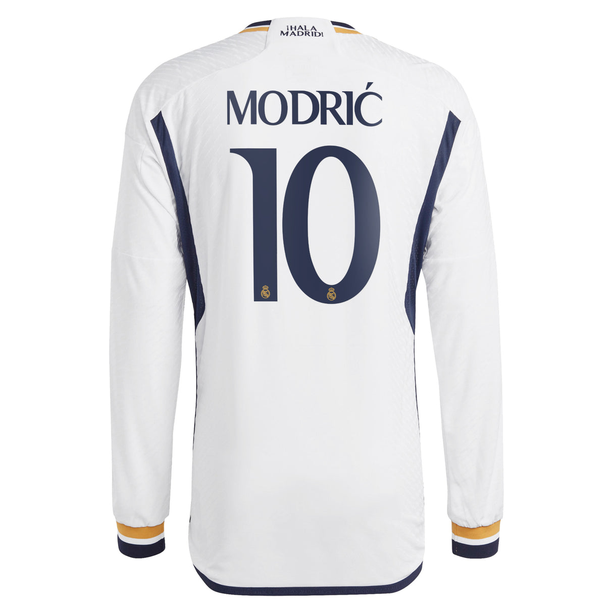 Real Madrid adidas Home Authentic Shirt 2023-24 - Long Sleeve with Modric 10 printing - Kit Captain