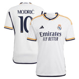 Real Madrid adidas Home Shirt 2023-24 with Modric 10 printing - Kit Captain