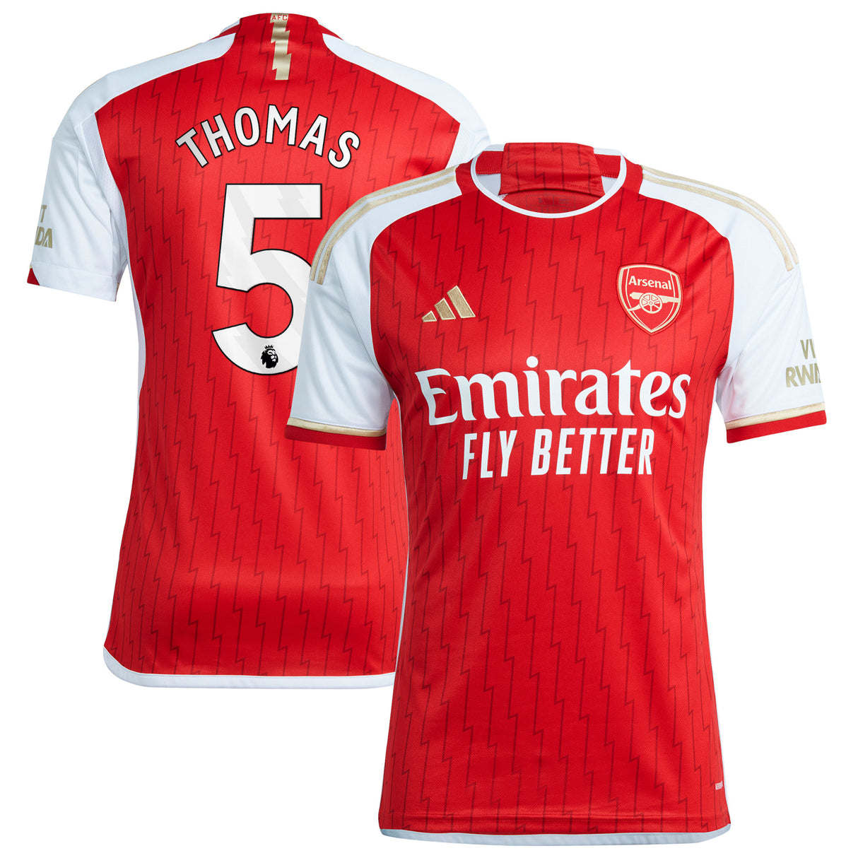 Arsenal adidas Home Shirt 2023-24 with Thomas 5 printing - Kit Captain