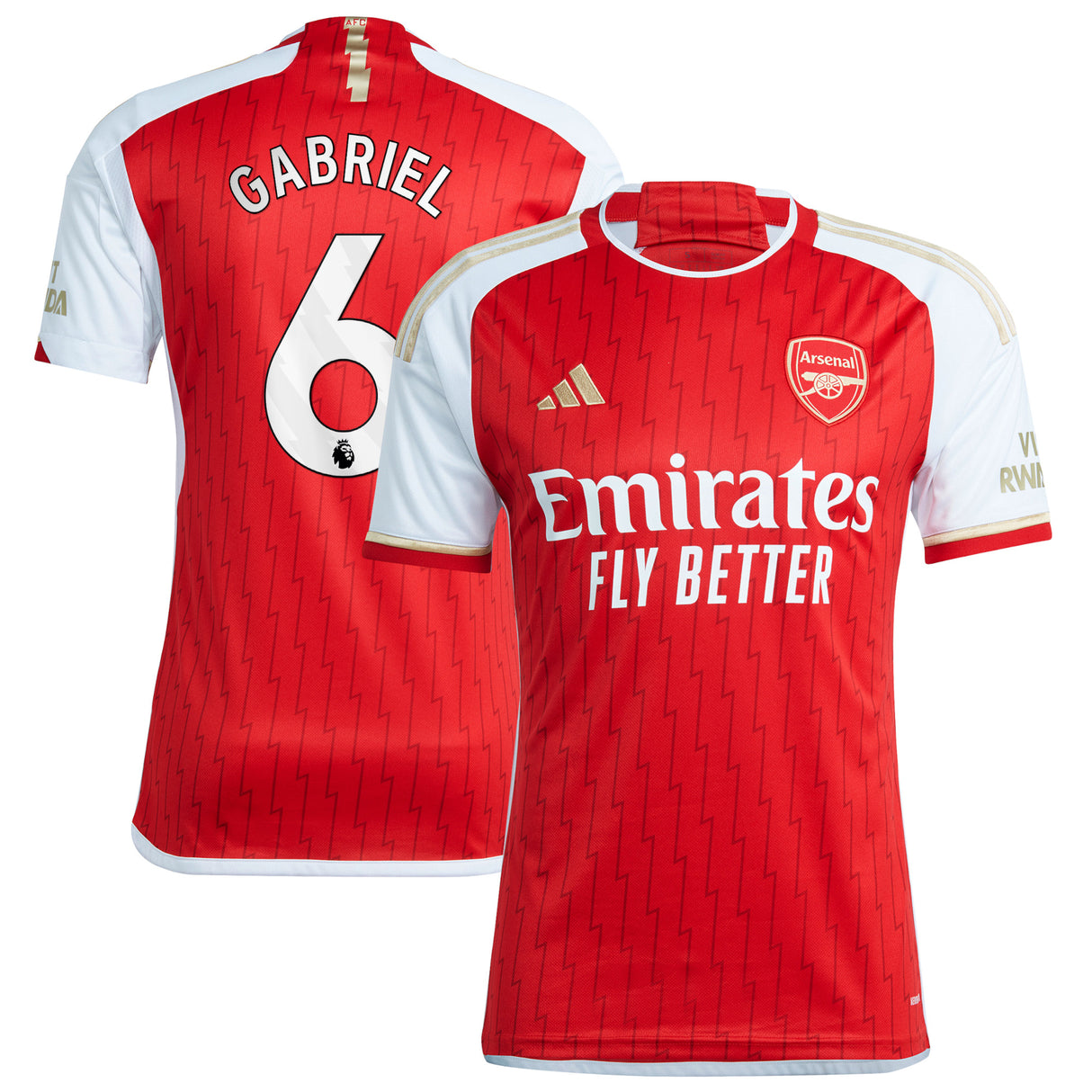 Arsenal adidas Home Shirt 2023-24 with Gabriel 6 printing - Kit Captain