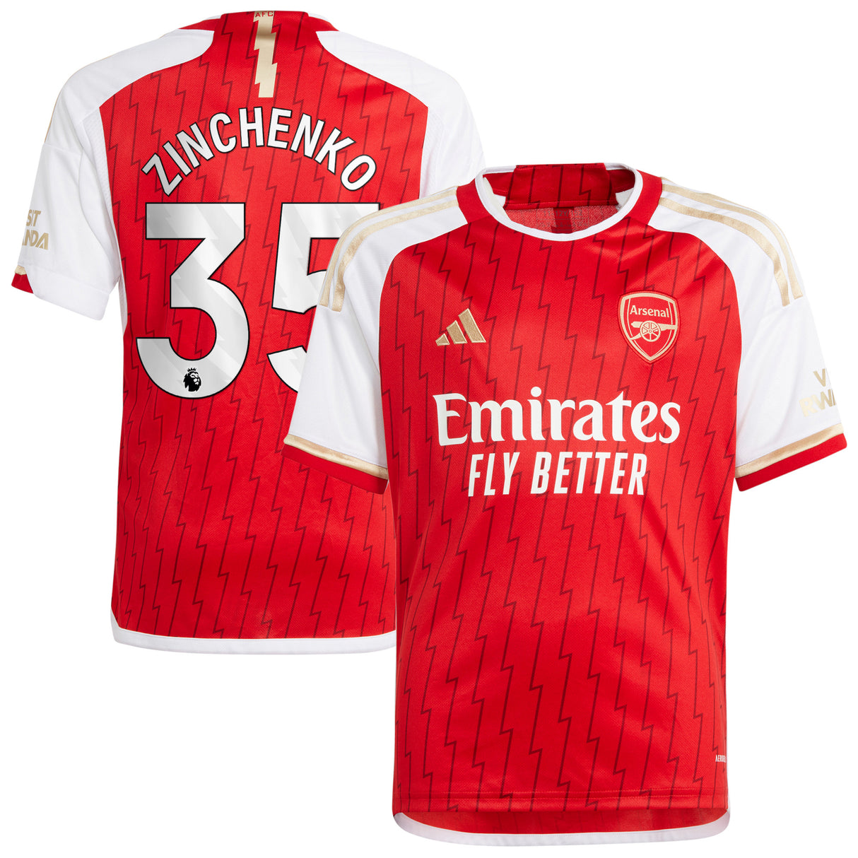 Arsenal adidas Home Shirt 2023-24 - Kids with Zinchenko 35 printing - Kit Captain