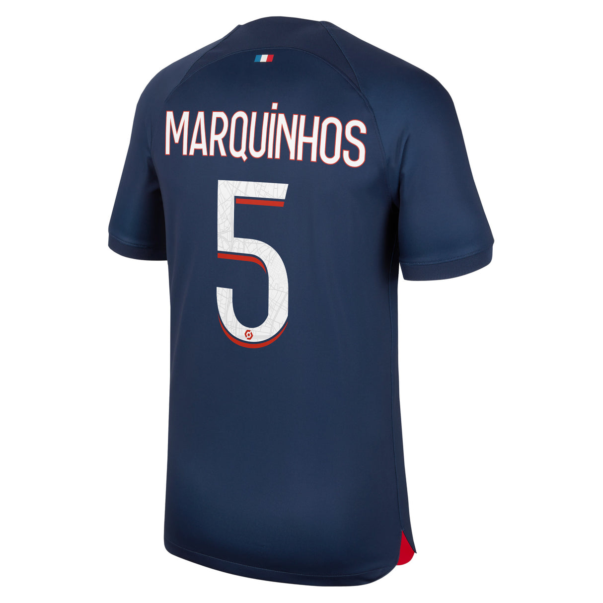 Paris Saint-Germain Nike Home Stadium Shirt 2023-24 with Marquinhos 5 printing - Kit Captain