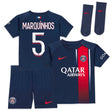 Paris Saint-Germain Nike Home Stadium Kit 2023-24 - Infant with Marquinhos 5 printing - Kit Captain