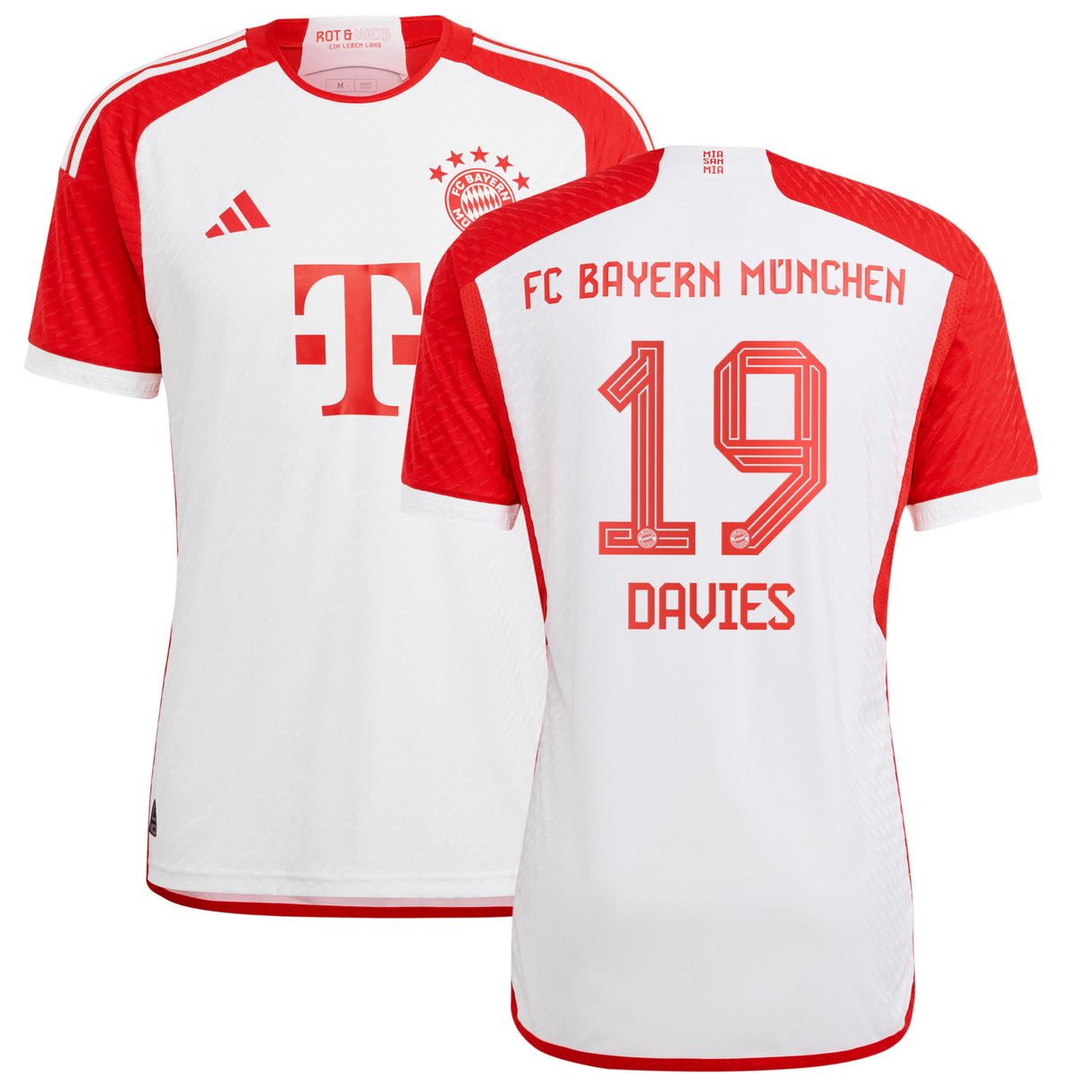 FC Bayern adidas Home Authentic Shirt 2023-24 with Davies 19 printing