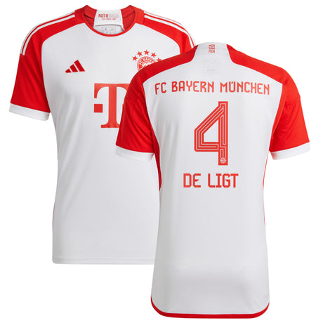 FC Bayern adidas Home Shirt 2023-24 - Kids with De Ligt 4 printing - Kit Captain