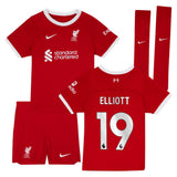 Liverpool Nike Home Stadium Kit - 2023-24 - Little Kids with Elliott 19 printing - Kit Captain