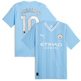 Manchester City Puma Home Authentic Shirt 2023-24 with Grealish 10 printing - Kit Captain