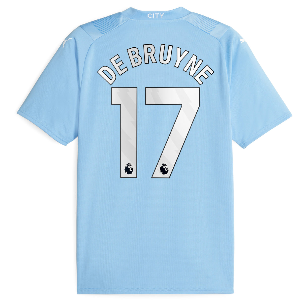 Manchester City Puma Home Shirt 2023-24 with De Bruyne 17 printing - Kit Captain