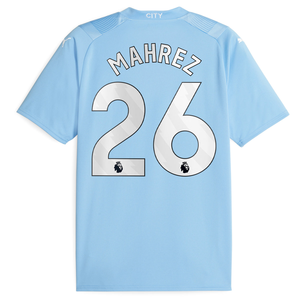 Manchester City Puma Home Shirt 2023-24 with Mahrez 26 printing - Kit Captain