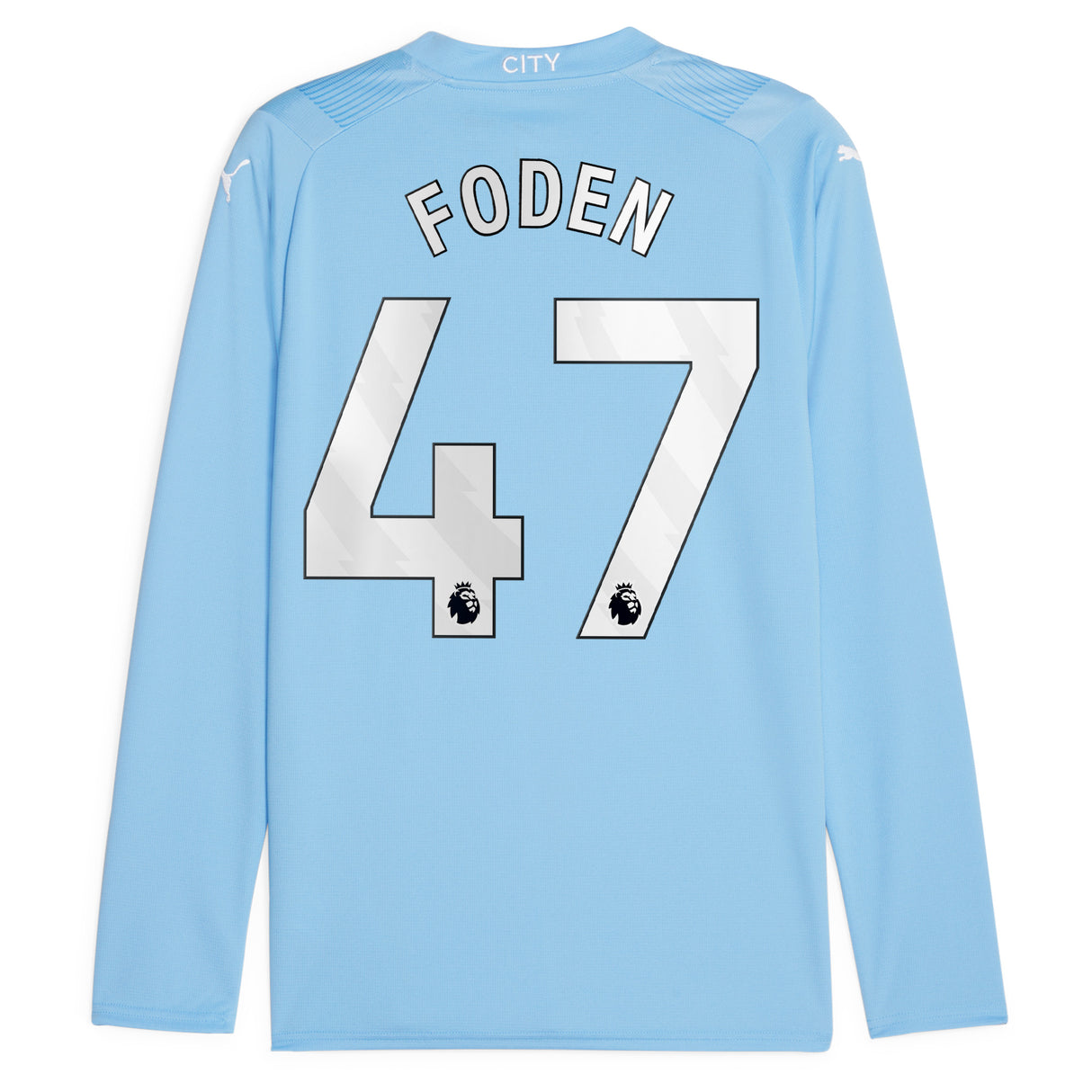 Manchester City Puma Home Shirt 2023-24 - Long Sleeve with Foden 47 printing - Kit Captain