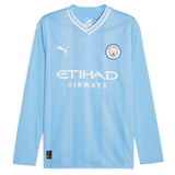 Manchester City Puma Home Shirt 2023-24 - Long Sleeve - Kids with Mahrez 26 printing - Kit Captain