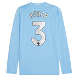 Manchester City Puma Home Shirt 2023-24 - Long Sleeve - Kids with Rúben 3 printing - Kit Captain