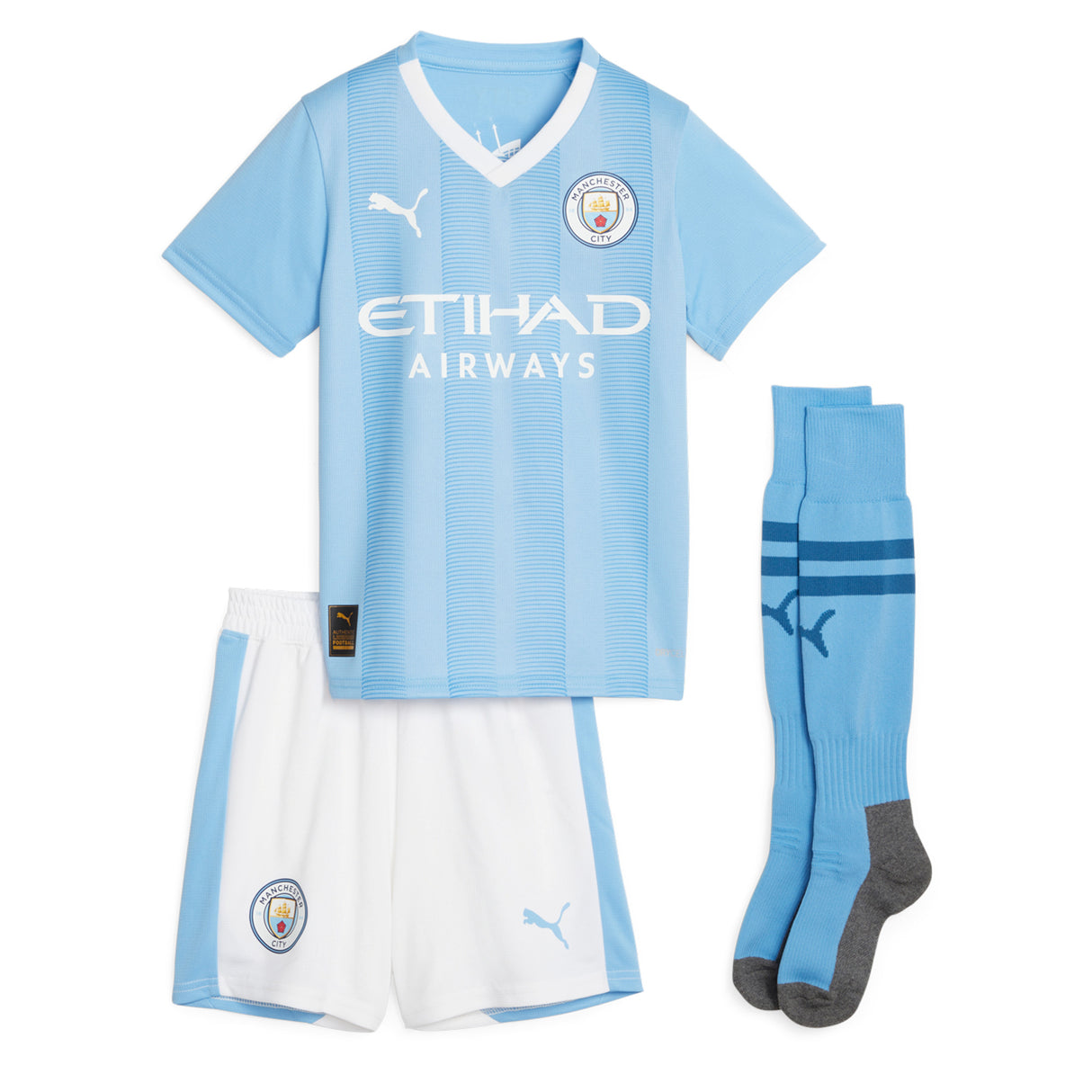 Manchester City Puma Home Minikit 2023-24 with De Bruyne 17 printing - Kit Captain