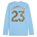 Manchester City Puma Home Shirt 2023-24 - Long Sleeve with Champions 23 printing - Kit Captain