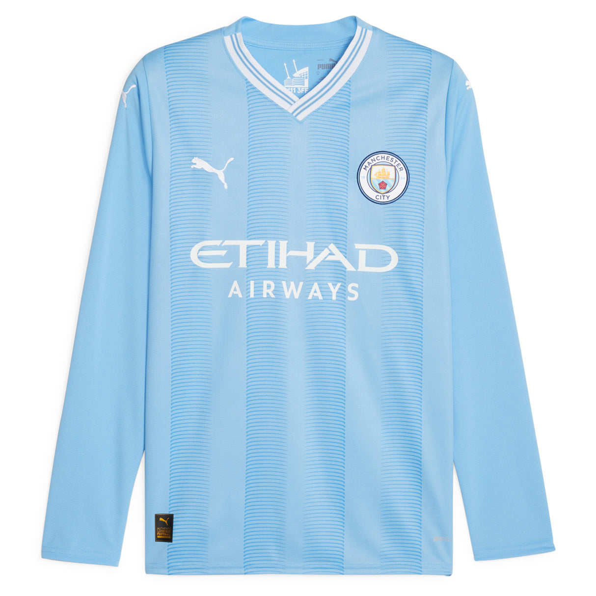 Manchester City Puma Home Shirt 2023-24 - Long Sleeve - Kids with Champions 23 printing - Kit Captain