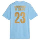 Manchester City Puma Home Shirt 2023-24 - Kids with Champions of Europe 23 printing - Kit Captain