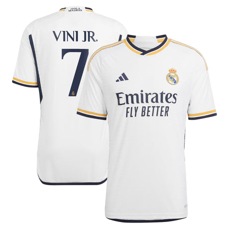 Real Madrid adidas Home Authentic Shirt 2023-24 with Vini Jr. 7 printing - Kit Captain